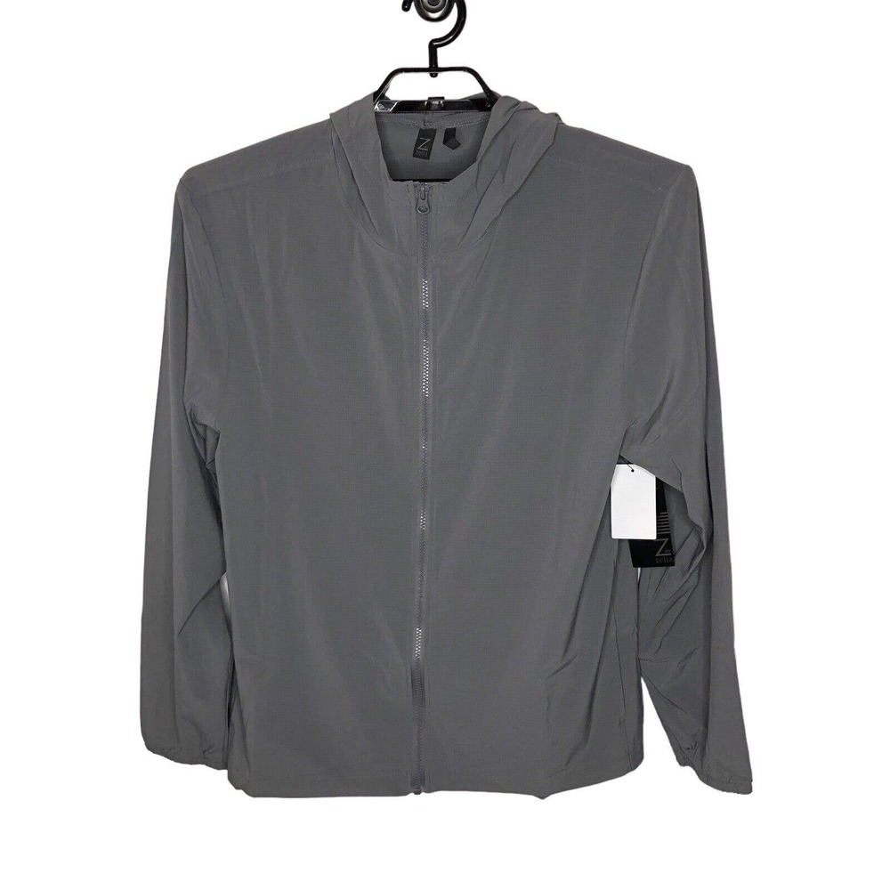 NWT Z by Zella Mens Traction Training‎ Jacket Size Medium Hooded Grey Shade Zip